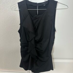 Ann Taylor Black Ruffle Sleeveless Blouse